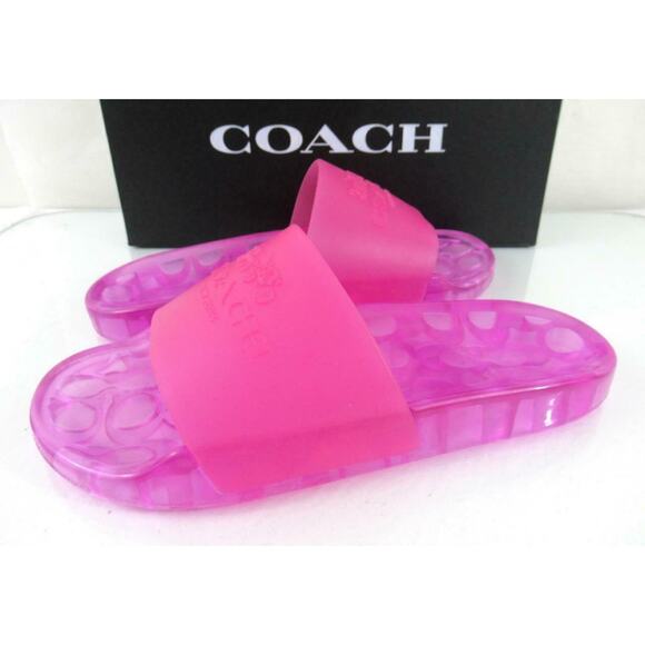 Women's Coach Ulyssa Rubber Pool Slide Transparent Sandals Bold Pink Size 7 - Picture 3 of 8